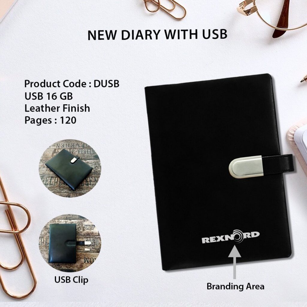 Diary with 16GB USB Pendrive Manufacturer in India, Best Promotional Corporate Gifts Online in Bulk - USBPENDRIVEINDIA