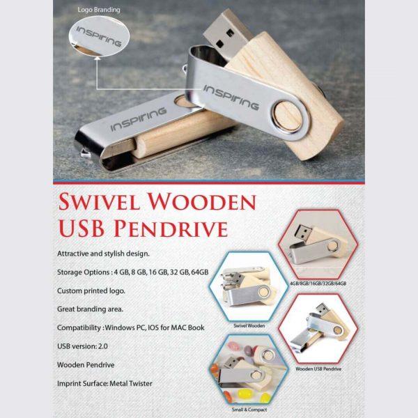 Metal Swivel Wooden USB Pendrive Wholesaler in Bulk Online, Unique USB Pendrive India Online - USBPENDRIVEINDIA
